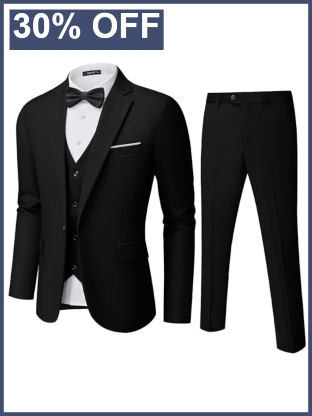 Men's 3 Piece Suit Set Slim Fit Tuxedo with Vest - Formal Wedding